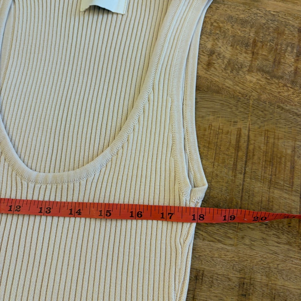 DISSH Billie Maxi Dress M Ribbed Knit Resort Coastal Vacation Minimalist Beige - Picture 9 of 10